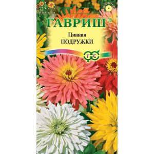Цинния Подружки, низкорослая кактусовидная смесь  0,2г Гавриш